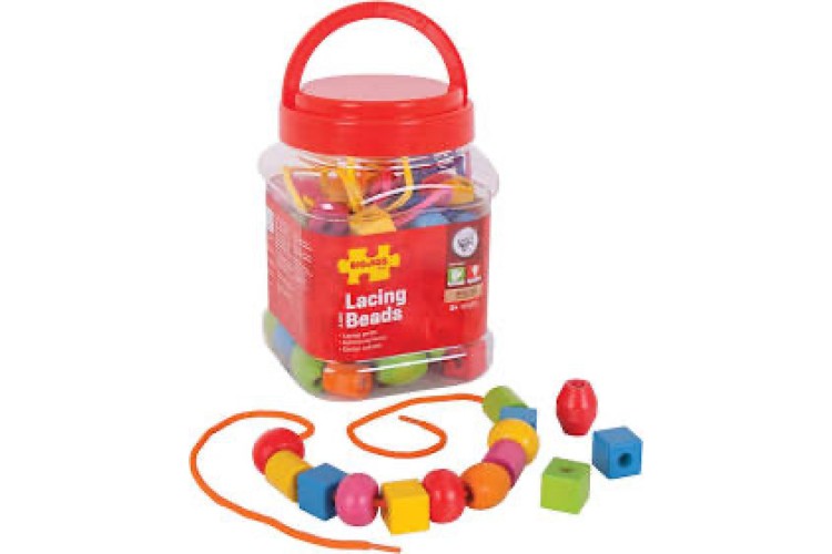 Bigjigs Jar of Lacing Beads