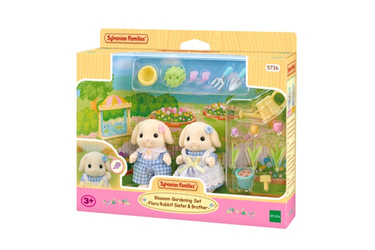 Sylvanian Families Blossom Gardening Set Flora Rabbit Sister& Brother 